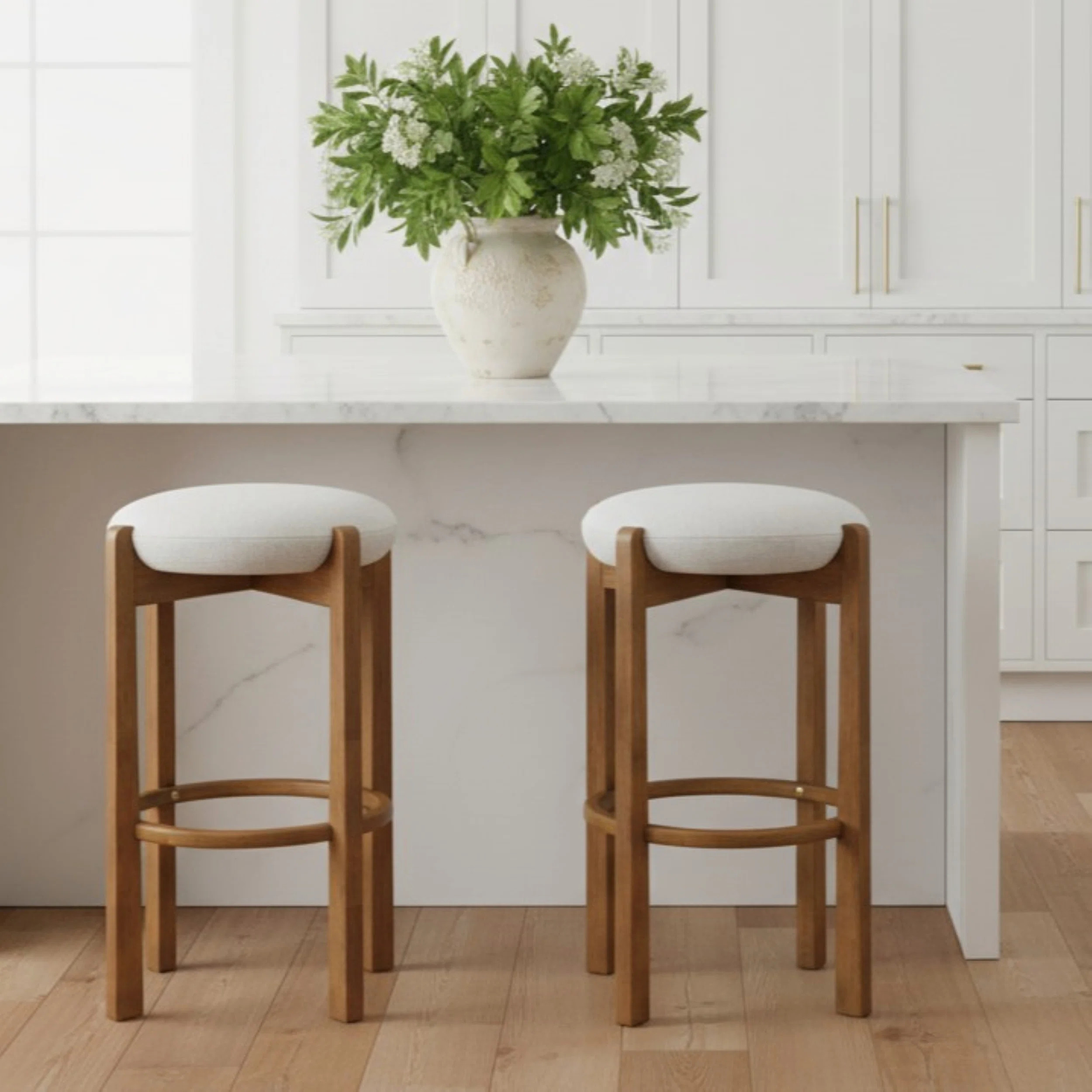 Set Of 2 Indoor Wooden Upholstered Barstool | Wayfair North America