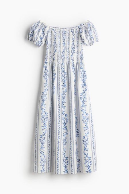 Blue and white floral puff sleeve smocked midi dress - hill house look for less! 
.
Spring outfit 

#LTKfindsunder50 #LTKSeasonal #LTKstyletip