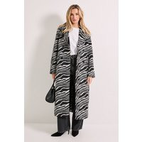 Zebra Double Breasted Coat, mono | PrettyLittleThing US