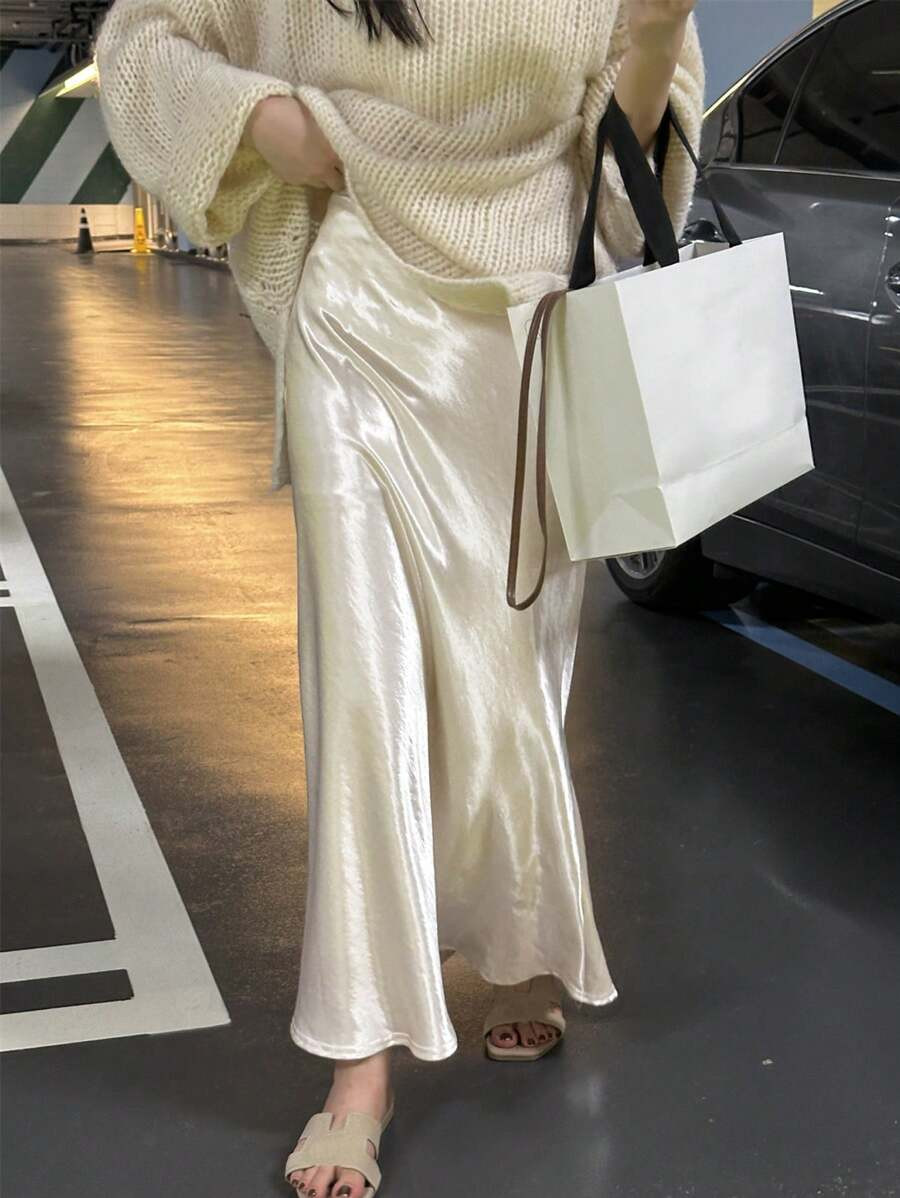 DAZY Women's Satin-Feel A-Line Skirt | SHEIN