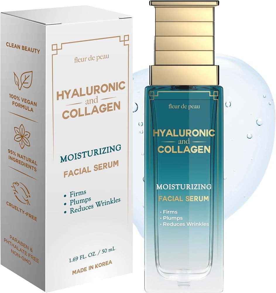 Fleur De Peau Hyaluronic Acid Serum For Face with Collagen - Dermatologist Tested, Anti-Aging, Ul... | Amazon (US)