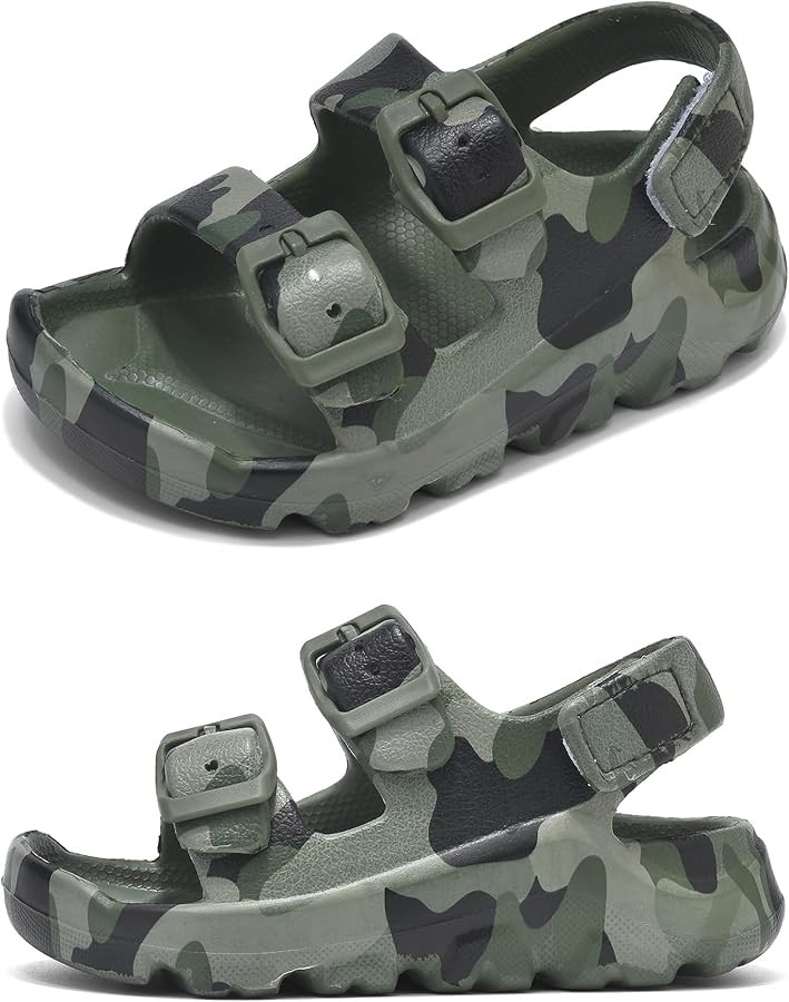 Boys Girls Toddler Little Kid Sandals Buckle Adjustable Water Sandal With Hook Loop Back Strap(To... | Amazon (US)