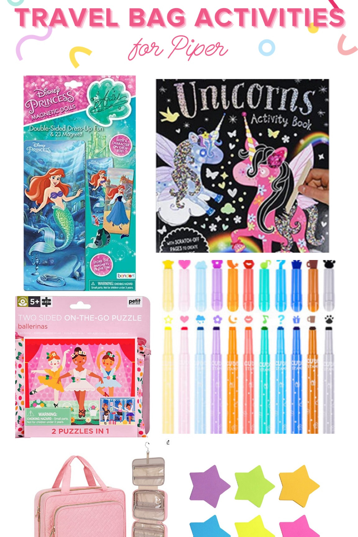 I created this bag for Piper on the airplane using the hanging toiletry bag for quick access and less bending over under the seats! 

#LTKtravel #LTKfamily #LTKkids