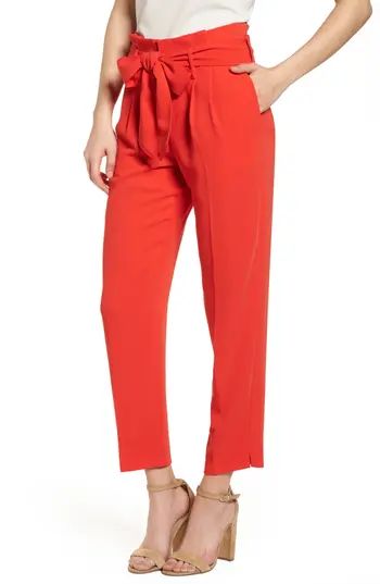 Women's Boden Paperbag Waist Crop Trousers, Size 4 - Red | Nordstrom