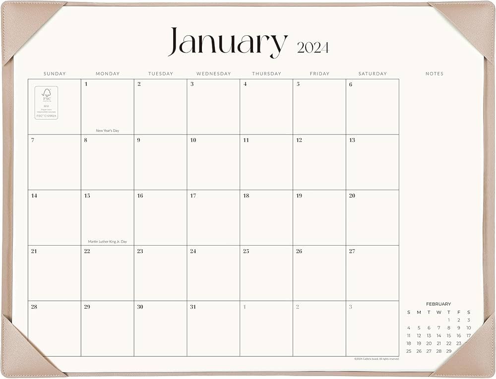 Simplified Desk Calendar 2024-2025 with Desktop Mat, Cabbrix Large Desk Pad Calendar 21 x 16.5 In... | Amazon (US)