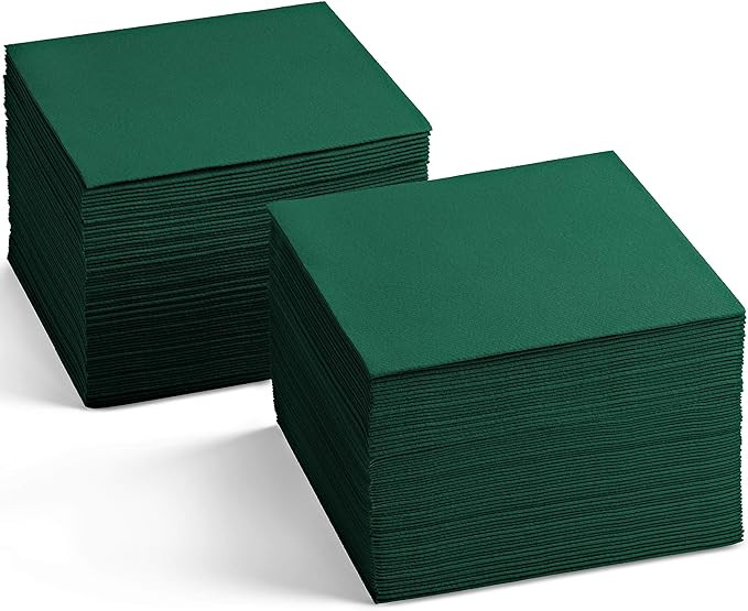 Linen-Feel Green Cocktail Napkins For Christmas - Decortive Cloth-Like Dessert And Beverage Napki... | Amazon (US)