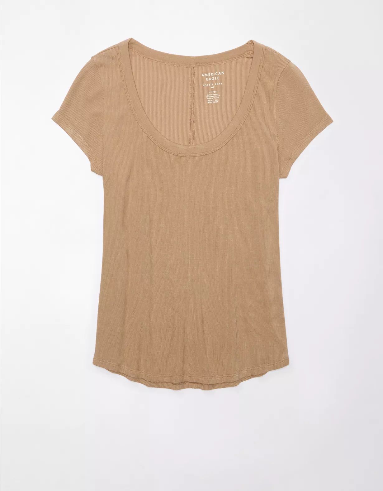 AE Soft & Sexy Short-Sleeve Scoop Neck Ribbed Tee | American Eagle Outfitters (US & CA)