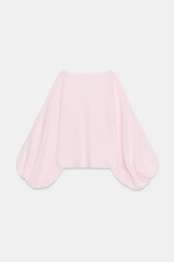 Boat neck jumper with long sleeves featuring wide armholes and cuffed hems. | Zara US
