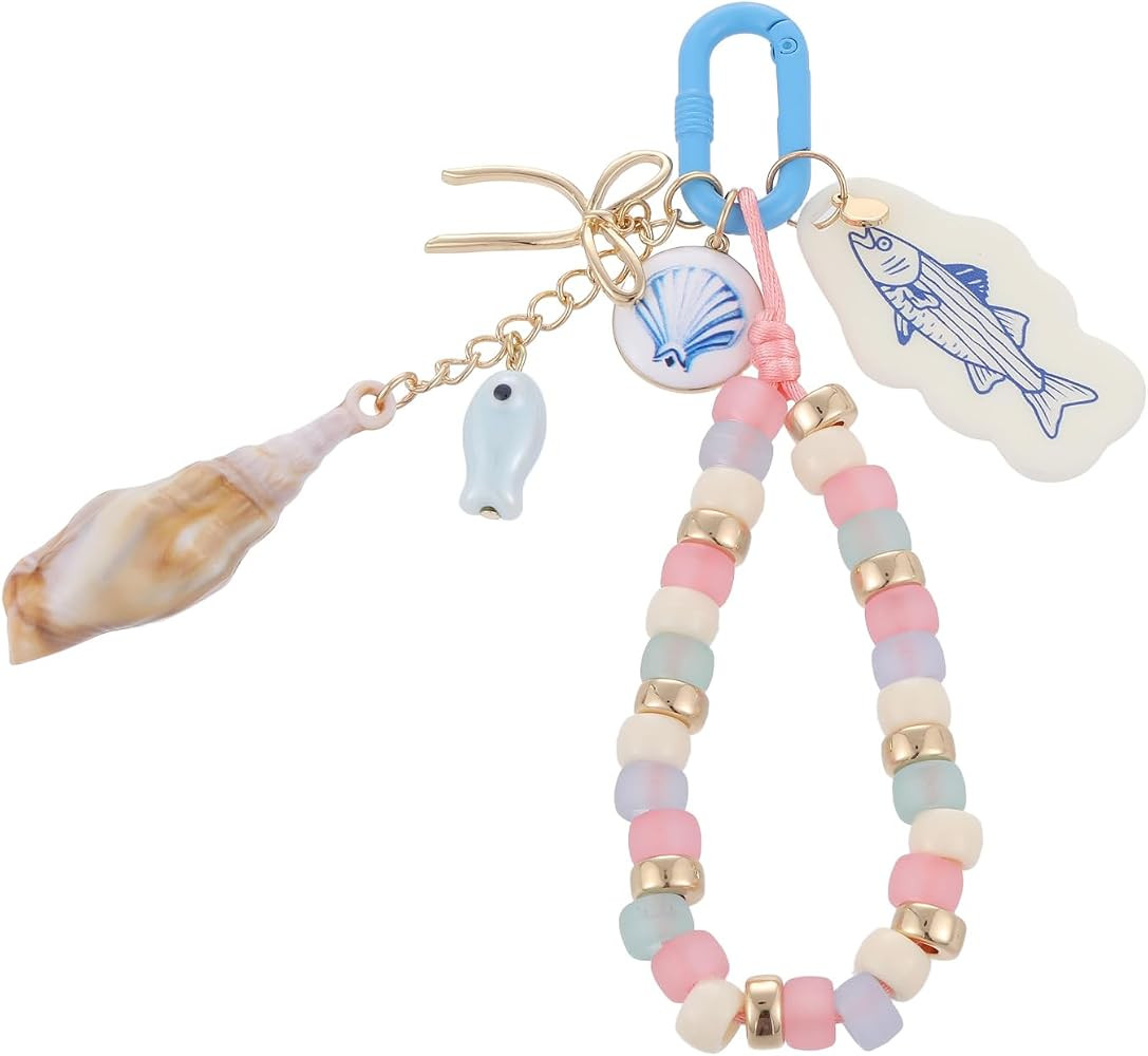Lobster Seashell Conch Keychains for Women | Cute Beach Summer Beaded Bag Charms for Handbags Pur... | Amazon (US)