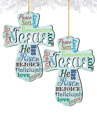 Jesus Cross Easter Wood Ornament, Set of 2 | Macy's