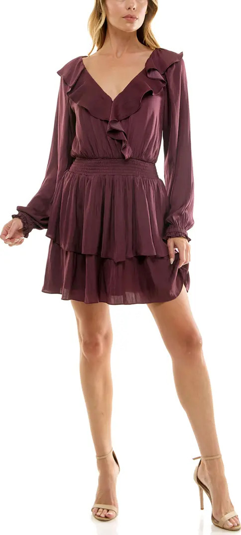 Ruffle Long Sleeve Fit & Flare Minidress | Nordstrom