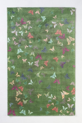 Printed Green Butterflies Rug | Anthropologie (US)