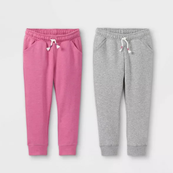 Toddler Girls' 2pk Fleece Jogger Pants - Cat & Jack™ Pink/Gray | Target