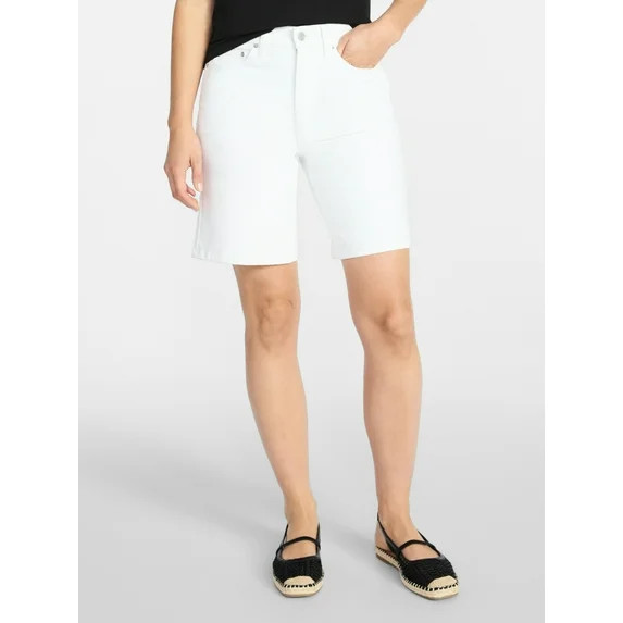 Time and Tru Women's High Rise Denim Bermuda Shorts, 9" Inseam, Sizes 0-20 | Walmart (US)