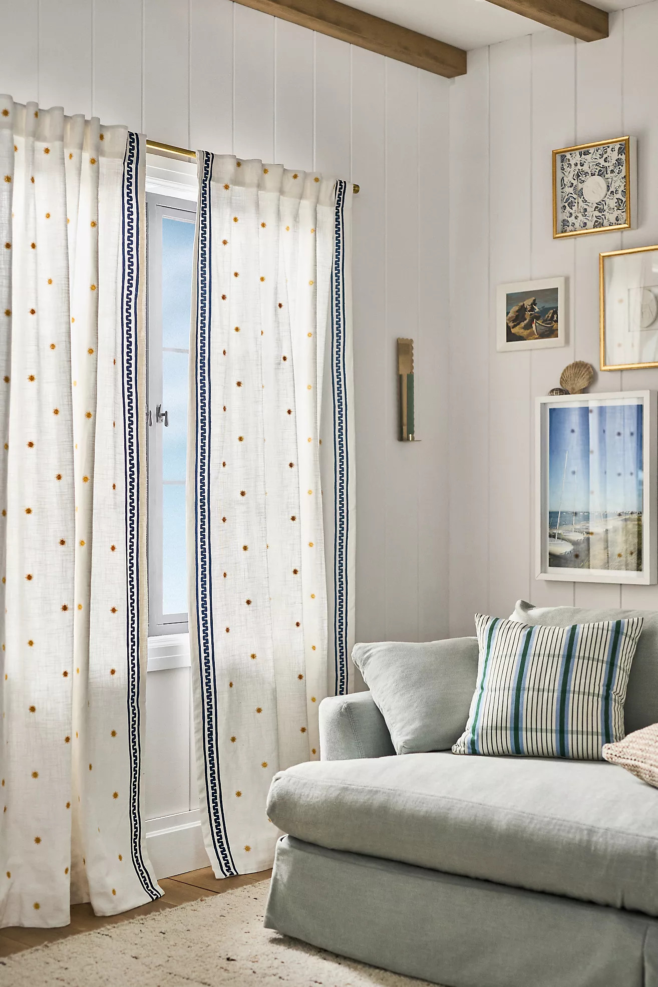 Icon Cotton Embroidered Curtain | Anthropologie (US)