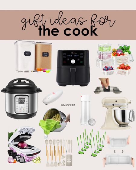gift ideas for the cook! kitchen items and appliances that make great Christmas gifts! 

food storage containers, air fryer, instant pot, kitchen aid mixer, produce baskets, electric can opener, magnetic measuring spoons, dressing blender bottle, easy colander, veggie chopper, food storage bag holders, kitchen utensils, collapsible colander basket



#LTKCyberWeek #LTKGiftGuide #LTKHoliday