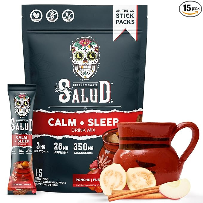 Salud 2-in-1 Sleep Aid + Calm Drink Mix, Punch Ponche Flavor, Melatonin, Magnesium, Saffron Extra... | Amazon (US)
