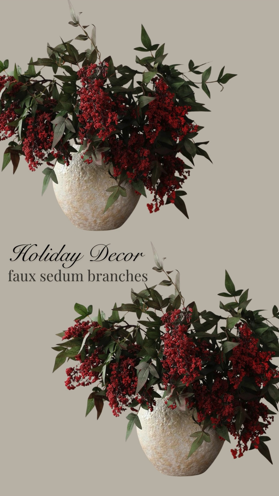 Get into the holiday spirit with these gorgeous faux berry branches! Perfect for a festive centerpiece. Holidays, holiday decor, Christmas decorations, Christmastime, faux stems, berries, berry branch, floral arrangement, centerpiece, tablescape 

#LTKHoliday #LTKSeasonal #LTKHome