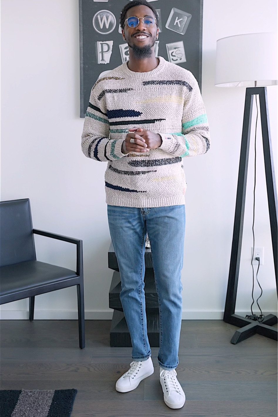 Jacquard sweater casual spring outfit.

#LTKmens