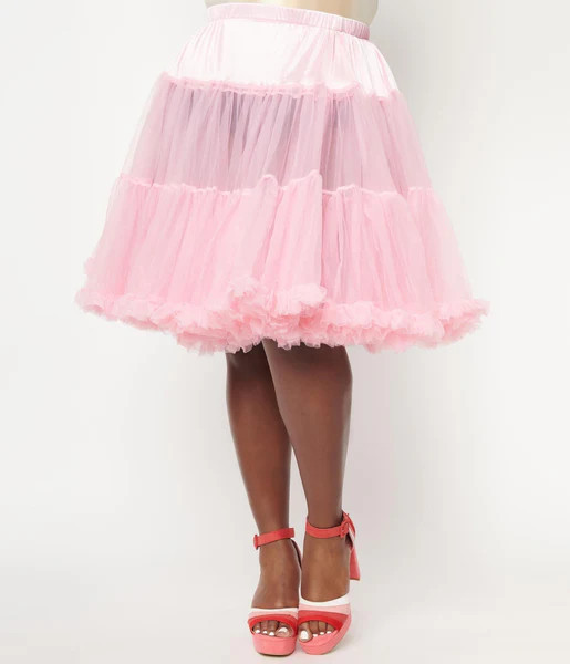 Unique Vintage Plus Size Light Pink Ruffled Chiffon Petticoat Crinoline | UniqueVintage