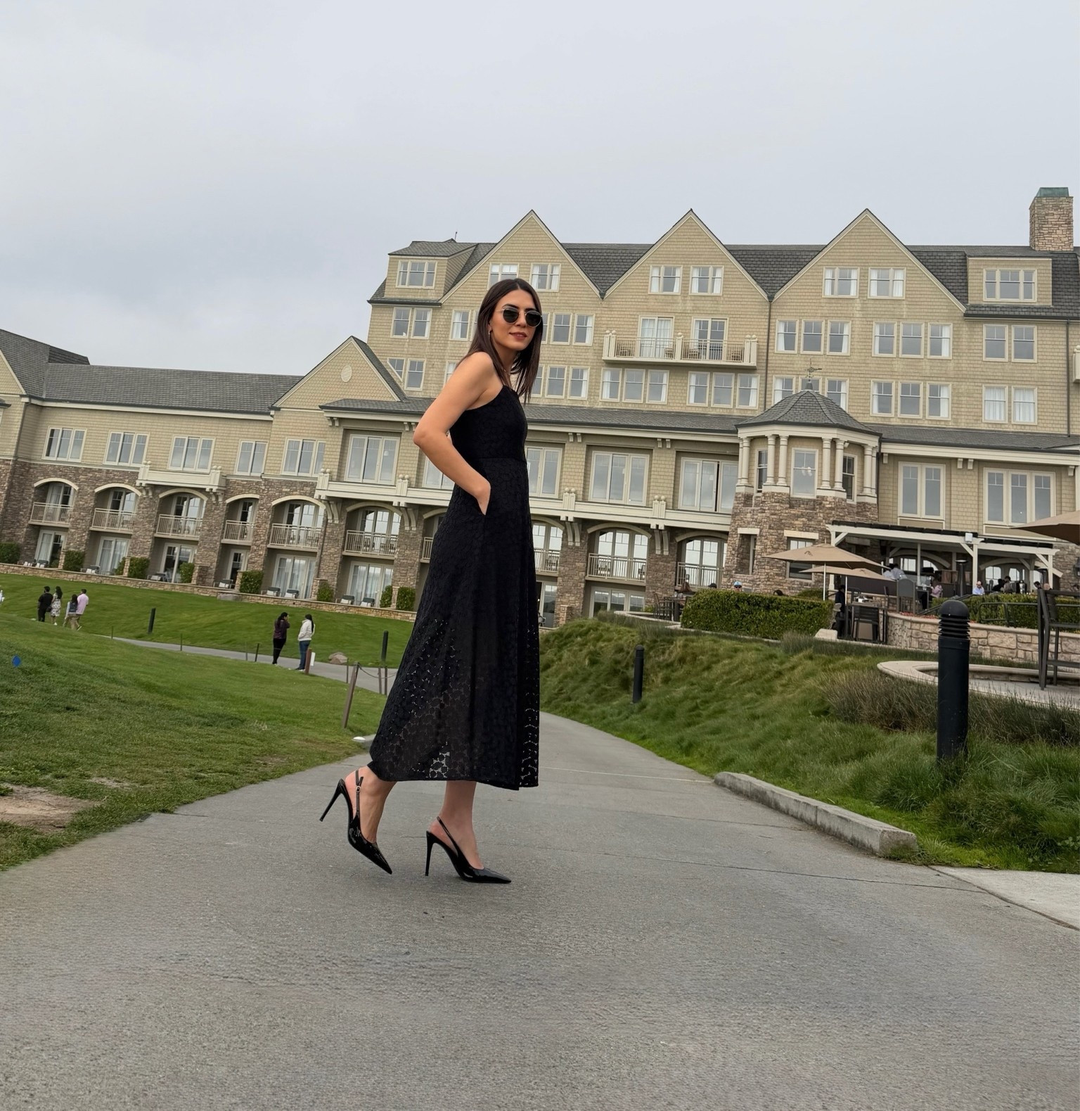 Black dress | eyelid dress | black midi dress | elegant dress | afternoon tea dress| mango | mango dress | black outfit | black heels

#LTKootd