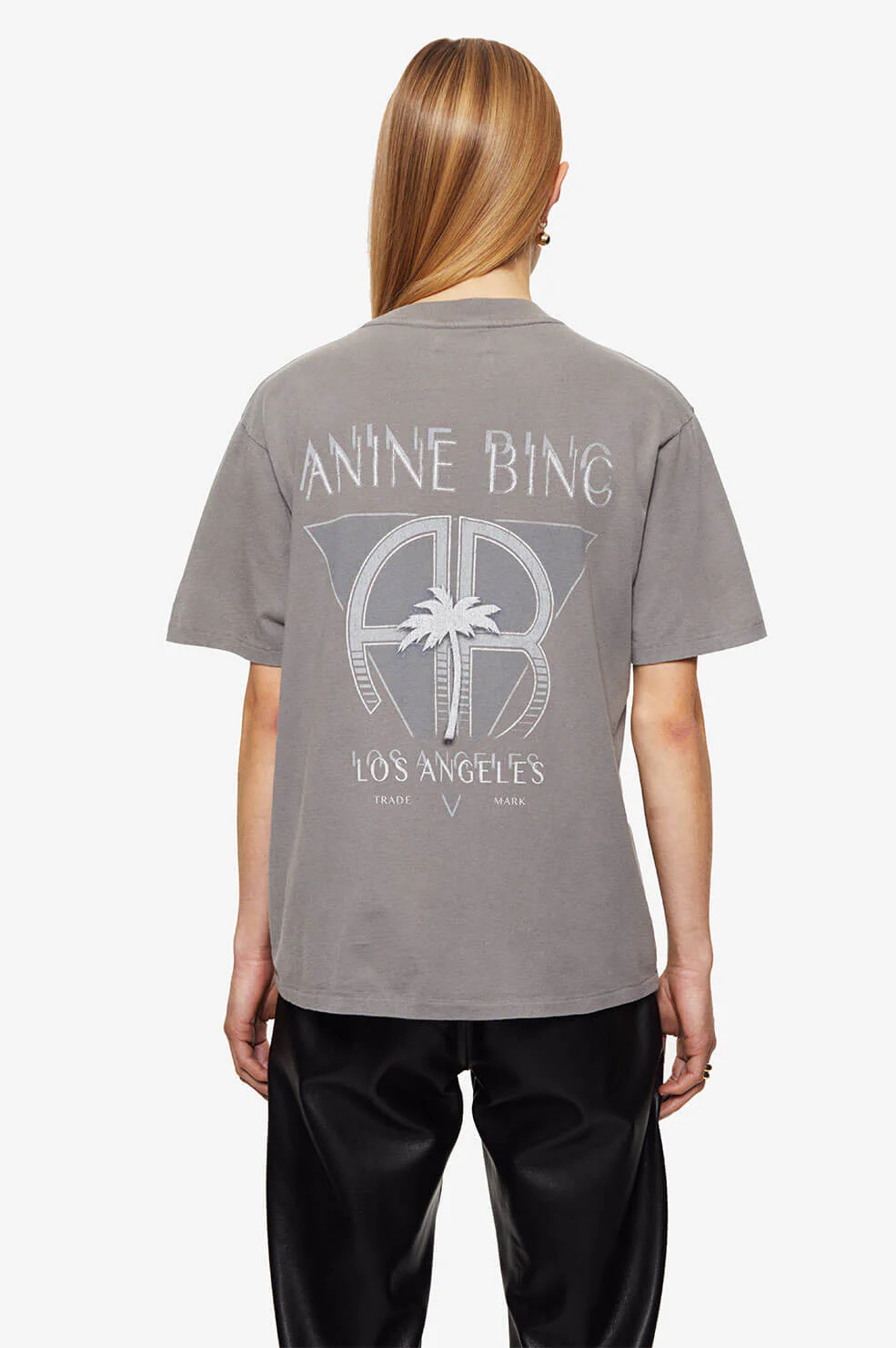 ANINE BING Ida Tee Palm in Washed Grey | Anine Bing