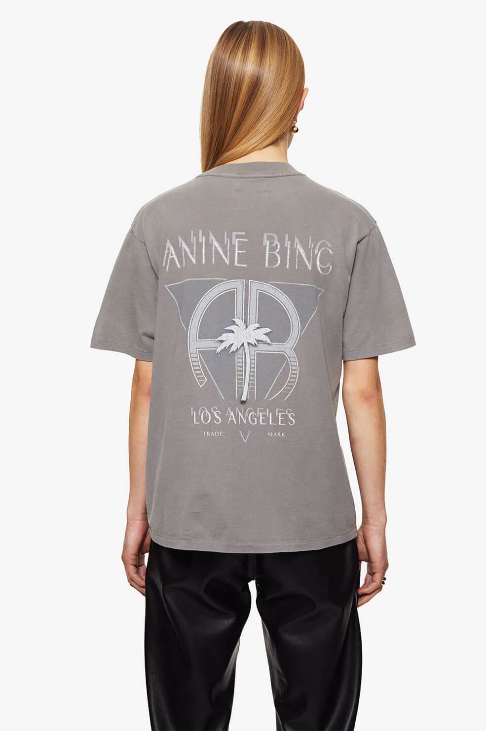ANINE BING Ida Tee Palm in Washed Grey | Anine Bing