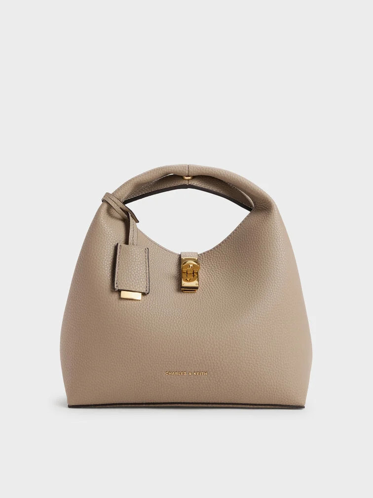 Chocolate Chance Turn-Lock Bucket Bag | CHARLES & KEITH | Charles & Keith US