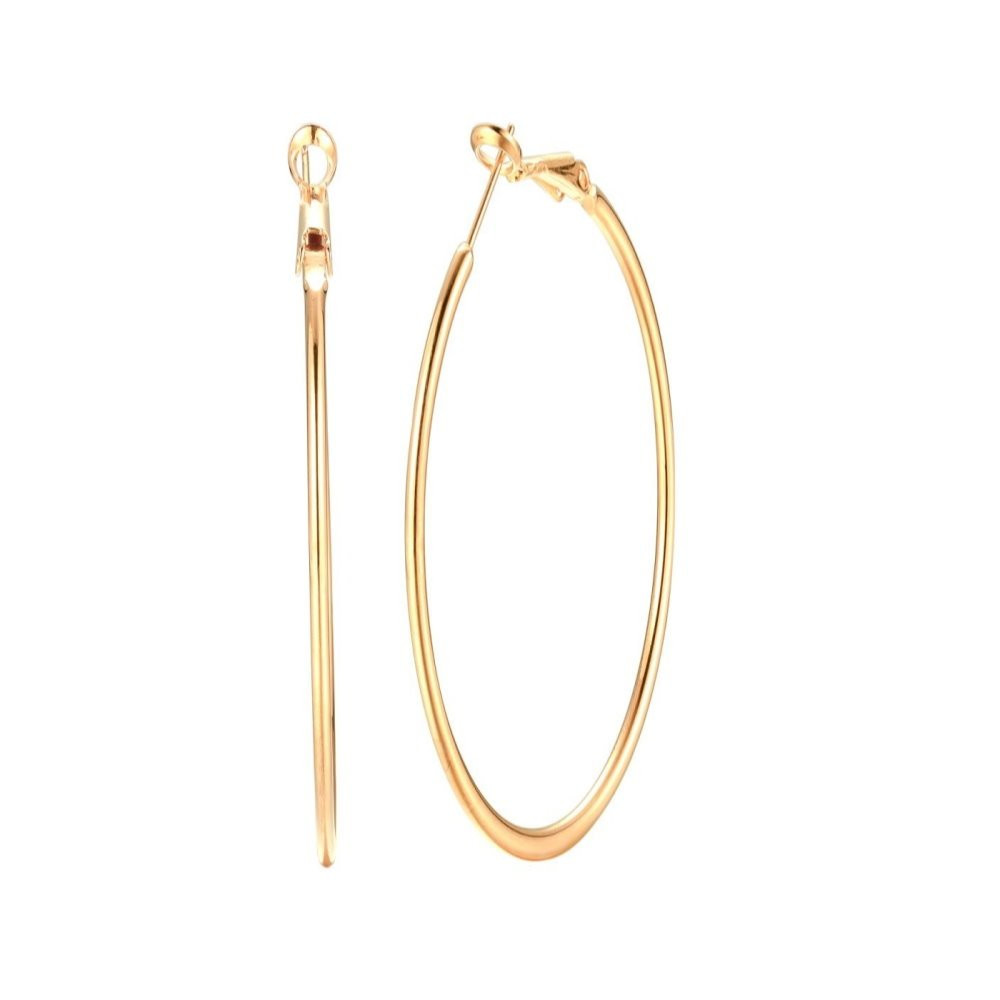Dainty 70mm Gold Plated Big Large Hoop Earrings for Women Sensitive Ears Fashion Round Circle Huggie Hypoallergenic Hoops 3 Inch Fashion Minimalist Hooped for Bff Birthday Her | Amazon (US)