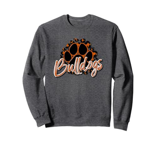 Bulldogs Orange Black Cheetah School Sports Fan Team Spirit Sweatshirt | Amazon (US)