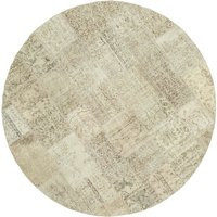 8' Handmade Beige Round Area Rug, Turkish Anatolian Decorative Vintage Nomadic Rug | Etsy (US)