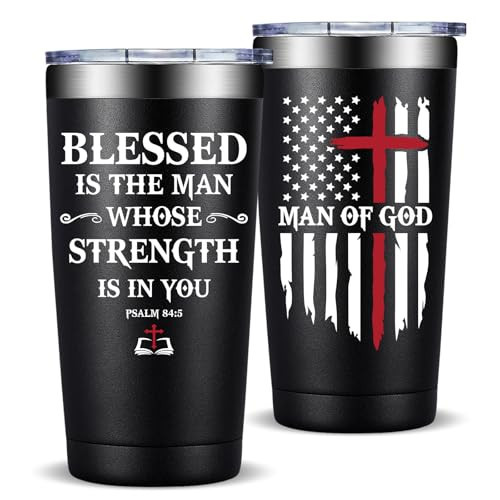 Fufandi Christian Gifts for Men, Catholic Gifts - Religious Inspirational Scripture, Easter, Gift for Men, Bible Catholic Spiritual Gift, Man of God 20oz Coffee Tumbler | Amazon (US)
