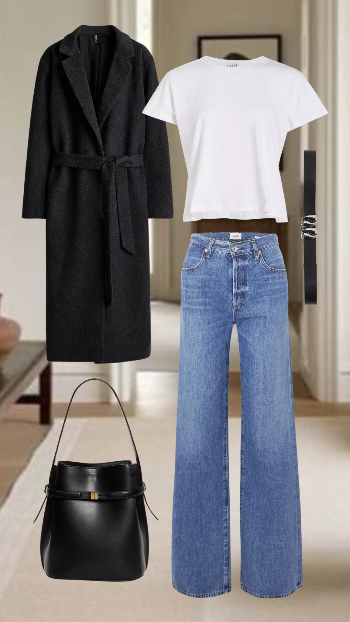 Wide Leg Denim // Belted Wool Coat // Toteme Bag // Basic Tee 

#LTKSeasonal #LTKStyleTip