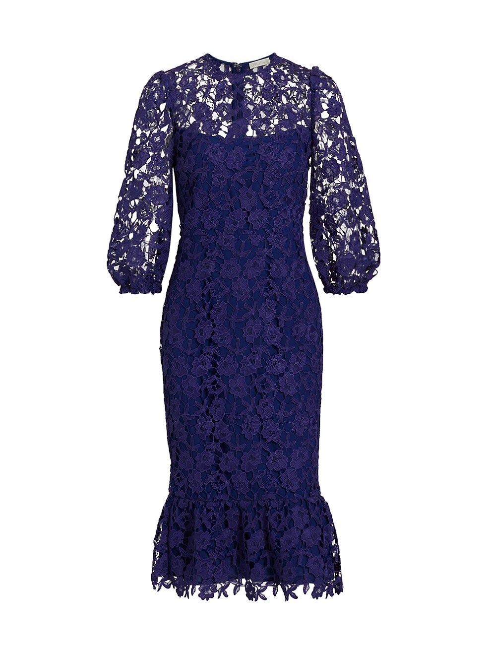 Judith Lace Puff-Sleeve Midi-Dress | Saks Fifth Avenue