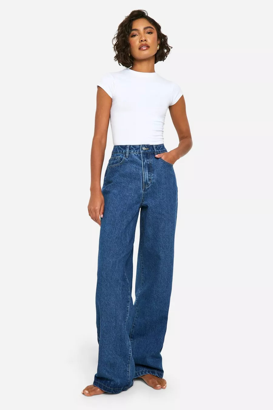 Tall Basic High Waist Wide Leg Jeans | Boohoo.com (NL)