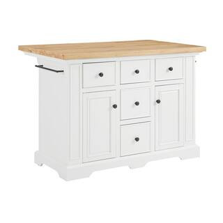 Julia White Kitchen Island with Wood Top | The Home Depot