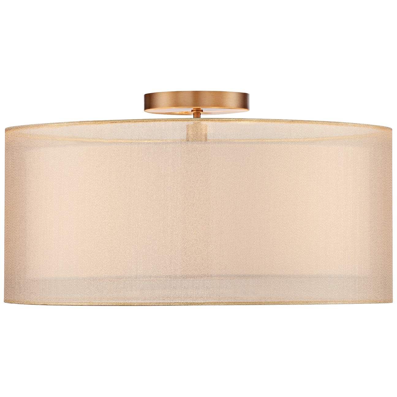 Possini Euro Double Drum 18" Wide Champagne Ceiling Light - #1F072 | Lamps Plus | Lamps Plus