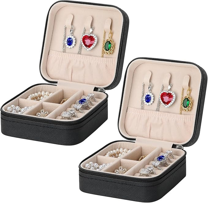 LETURE PU Leather Small Jewelry Box, Travel Portable Jewelry Case for Ring, Pendant, Earring, Nec... | Amazon (US)