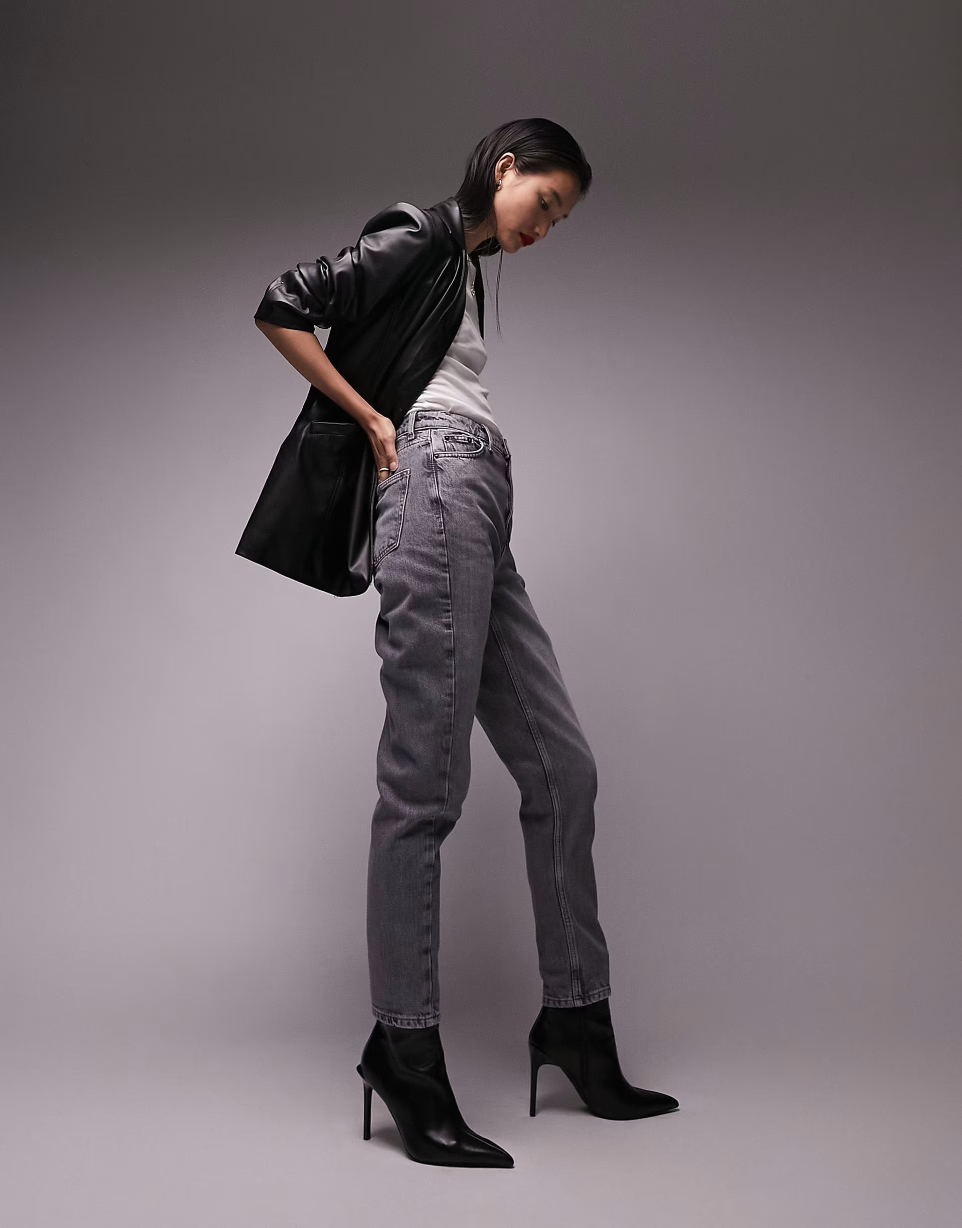 Topshop faux leather oversized blazer in black | ASOS (Global)