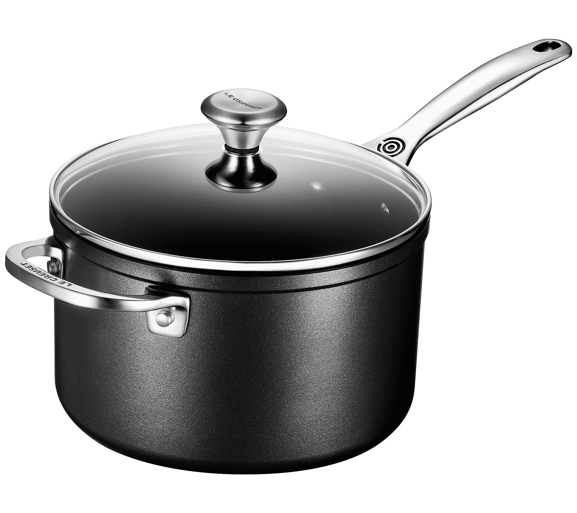 Le Creuset Nonstick PRO 4-qt Saucepan & Glass L id w SS Knob | QVC