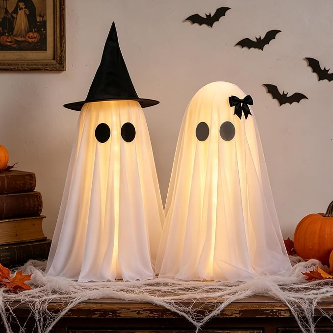 Halloween Spooky Ghost Decorations, Light Up Ghosts Set for Tabletop Decor | DIY Crafts Ghost wit... | Amazon (US)