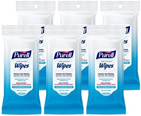 Purell Hand Sanitizing Wipes, Clean Refreshing Scent, 20 Count Travel Pack (Pack of 6) - 9124-09-EC | Amazon (US)
