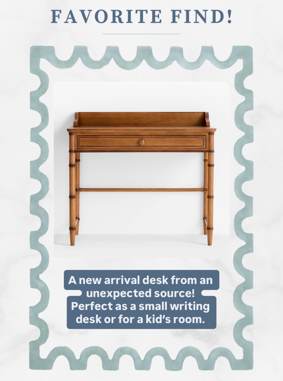 The cutest desk! Perfect for a kid’s room or a small corner that needs a little writing space  