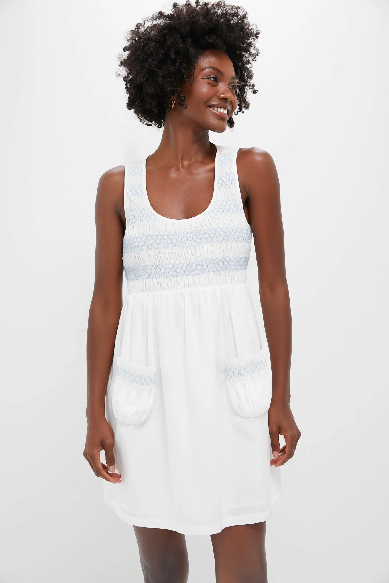 White Smocked Susannah Mini Dress | Tuckernuck (US)