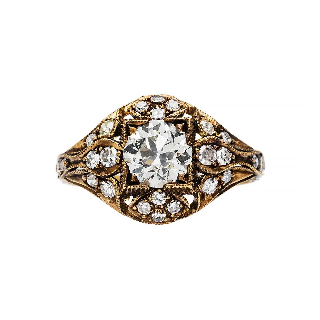 Johannesburg | Edwardian Inspired Diamond Engagement Ring | Trumpet & Horn