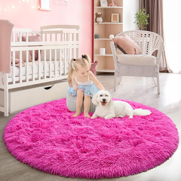 FlyDOIT Round Area Rugs for Bedroom (4x4 Feet, Hot Pink) | Amazon (US)