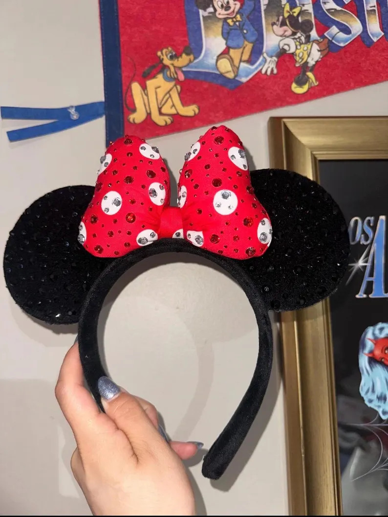 Rhinestone Ruby Red Minnie Ears - Etsy | Etsy (Global)