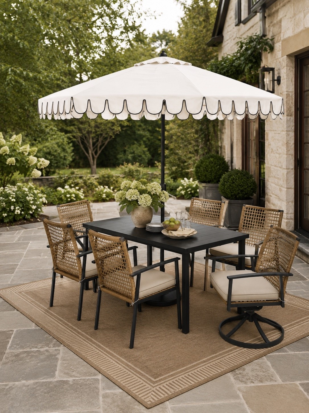 Patio season is officially here ☀️✨

I can’t get over how beautiful this outdoor dining setup turned out 🤍 The scalloped umbrella, woven dining chairs, layered neutral tones, and black accents create the perfect mix of cozy and elevated. It feels timeless, designer-inspired, and made for slow summer dinners outside with family and friends 🌿✨

This is exactly the kind of outdoor space that makes you want to stay outside all evening 🤍

Follow @farmtotablecreations on Instagram for more cozy home finds and elevated outdoor inspiration 🤍

#LTKHome #OutdoorLiving #PatioDecor #OutdoorDining #BackyardGoals #EuropeanFarmhouse #ModernFarmhouse #PatioInspo #NeutralHome #OutdoorEntertaining #McGeeAndCoStyle #HomeDecor #OutdoorFurniture #SummerHosting #LTKStyle

#LTKSaleAlert #LTKHome #LTKSeasonal