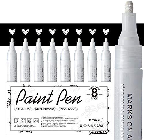 White Paint Pen for Art - 8Pack Acrylic White Paint Marker for Rock Painting, Stone, Wood, Canvas... | Amazon (US)