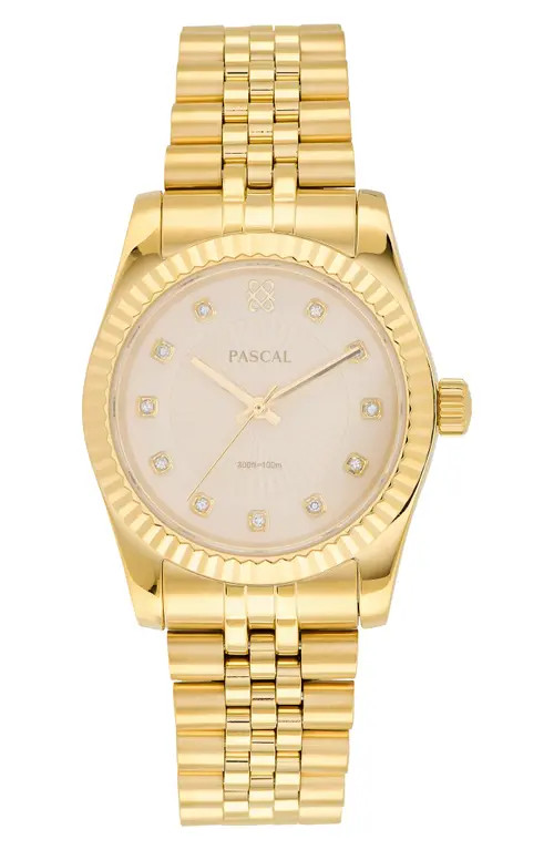 PASCAL Timeless Classic Lab Grown Diamond Bracelet Watch, 36mm in Oat Milk at Nordstrom | Nordstrom